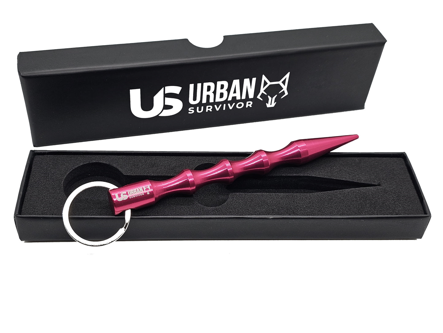 Pinker Kubotan zur Selbstverteidigung in hochwertiger Verpackung.
